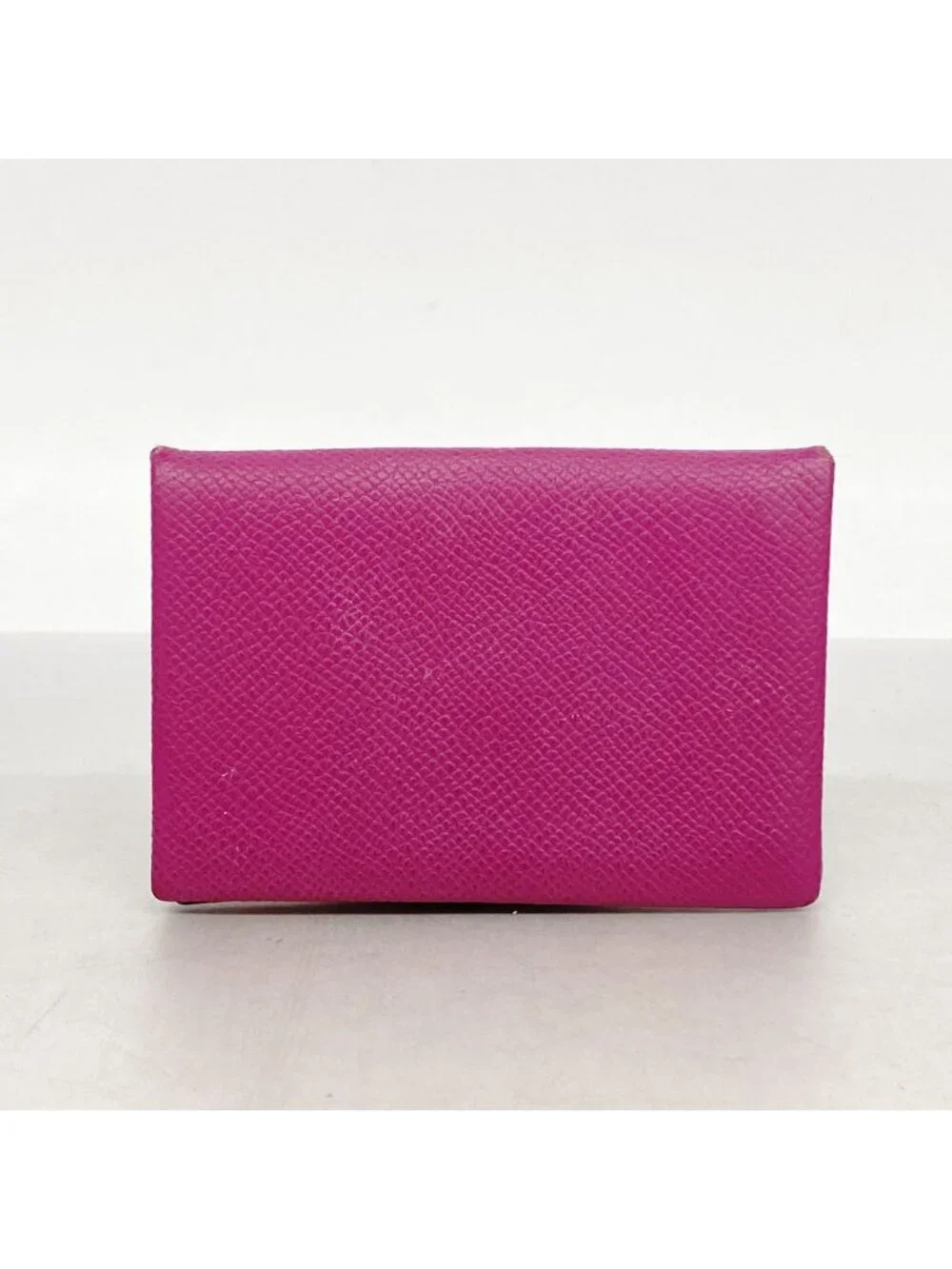 Hermes Card Case Calvi Veau Epsom Rose Purple Silver
